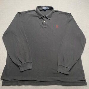 Polo Ralph Lauren Polo Shirt Mens Extra Large Black Long Sleeve Red Pony‎ Logo